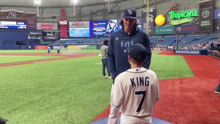 Rays player before tossing out the first pitch.