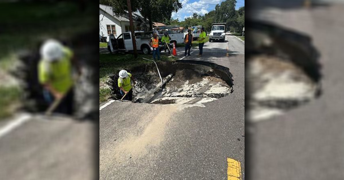 Water main break causes partial road collapse in Brandon: HCSO | FOX 13 ...