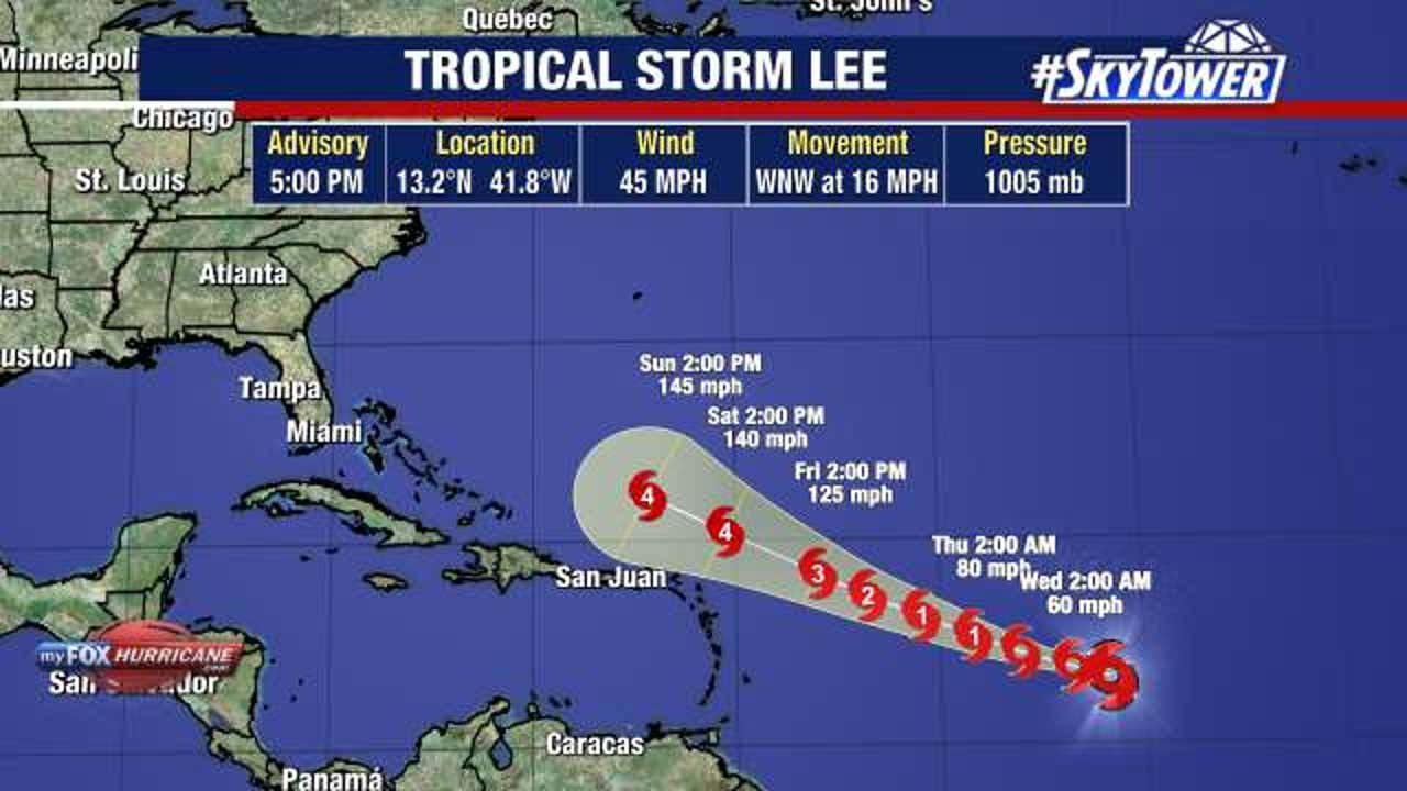 Tropical Storm Lee named over Atlantic, expected to become 'extremely ...