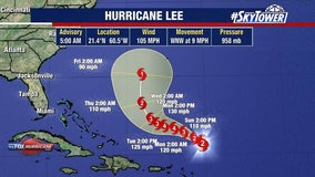 Hurricane Lee weakens to Category 2 storm, expected to remain powerful through next week