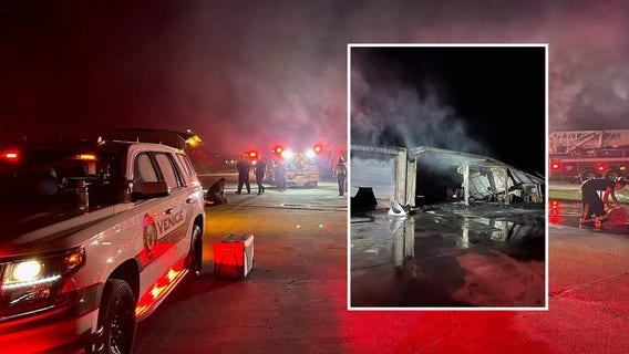 Venice concrete plant engulfed in flames, officials investigating