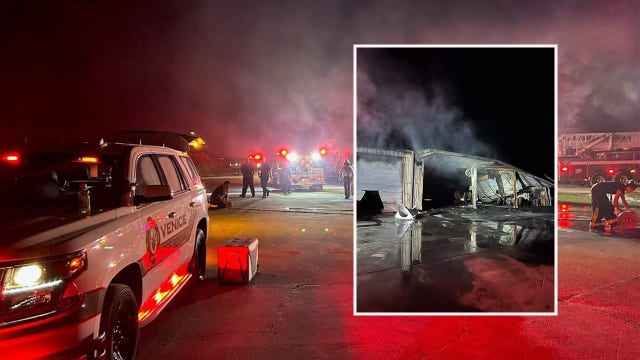 Venice concrete plant engulfed in flames, officials investigating