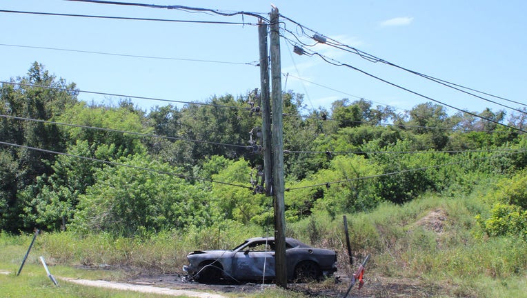 Troopers say the utility pole split in half.