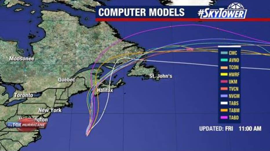 Computer models show Lee making landfall in the New England area over the weekend.