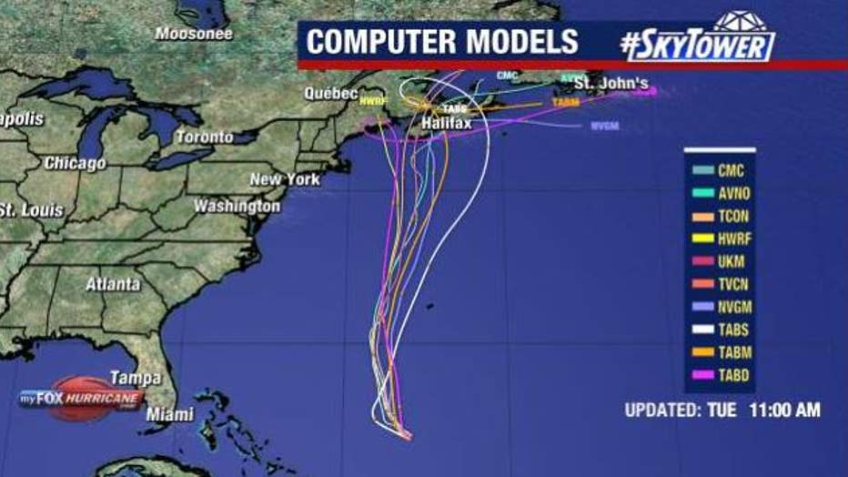 Computer models show Hurricane Lee weakening before making landfall in Canada.
