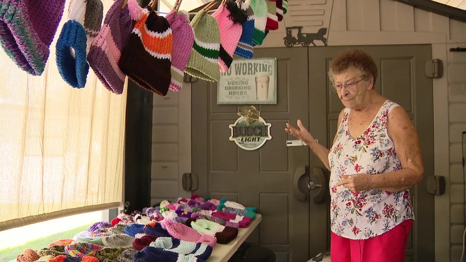 Donna Lawson has made hats for kids for 12 years.