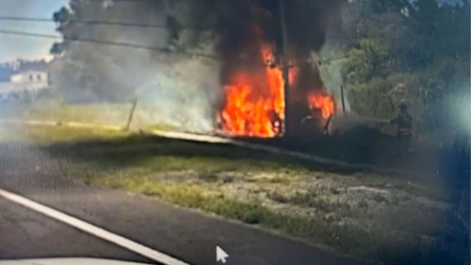 The car caught on fire after crashing, according to FHP. Courtesy: Florida Highway Patrol