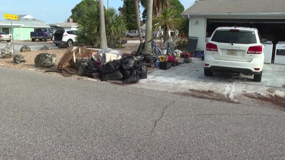 Hurricane Idalia debris sits outside a Bay Area home.