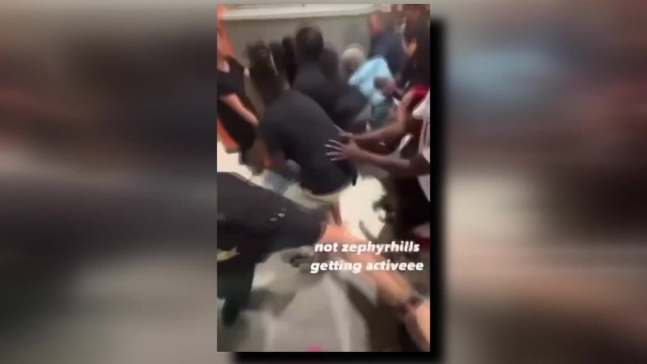 Cell phone image from a fight at at a Pasco County school.
