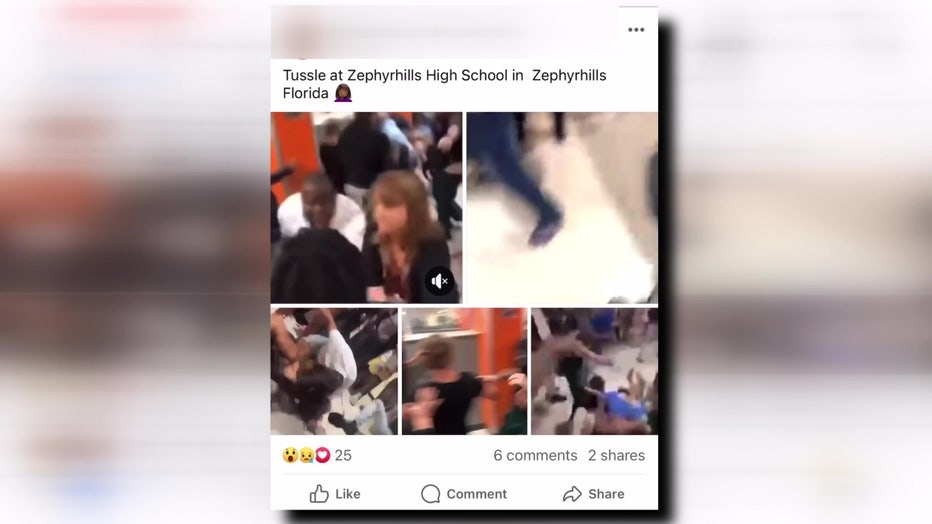 Cell phone image from a fight at at a Pasco County school.
