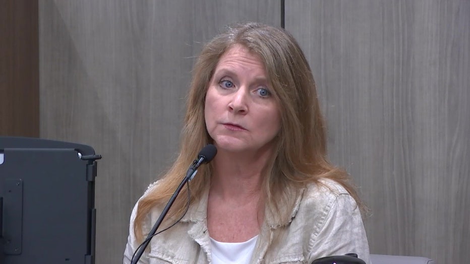 Maya's teacher Jackie Detert testifies in court. 