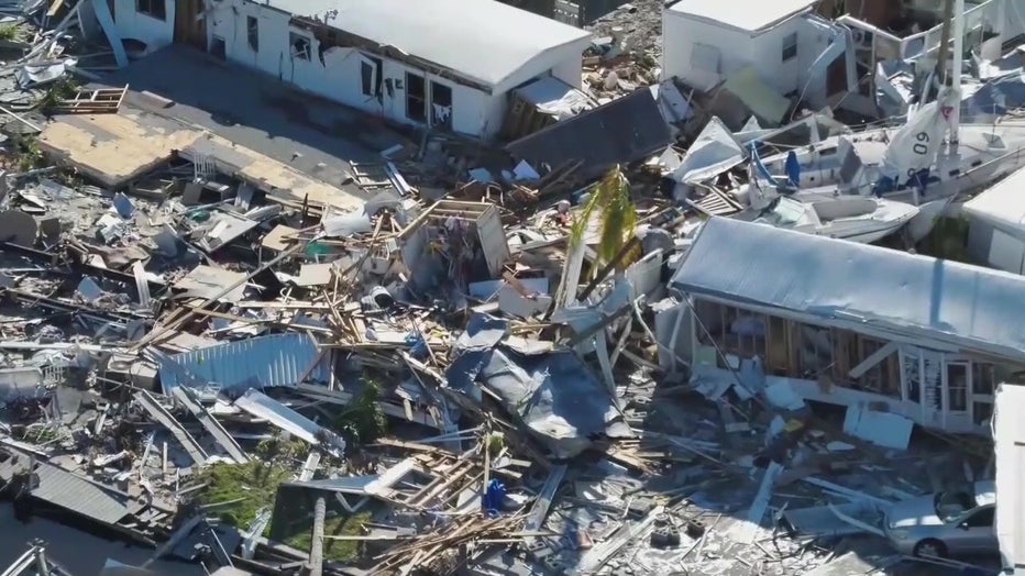 Buildings destroyed by Hurricane Ian. 