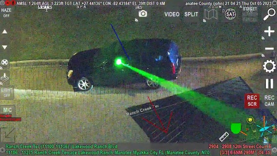 Man arrested in Manatee County for pointing laser at airplane, deputy's patrol vehicle