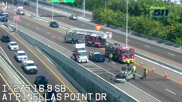 FHP: Clearwater woman hospitalized after car flips on I-275