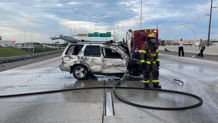A multi-vehicle crash closed southbound I-275 at Dale Mabry on Monday morning. Image is courtesy of the Florida Highway Patrol. 