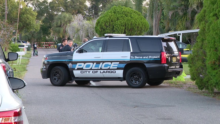 A police vehicle outside the scene of a shooting in Largo. 