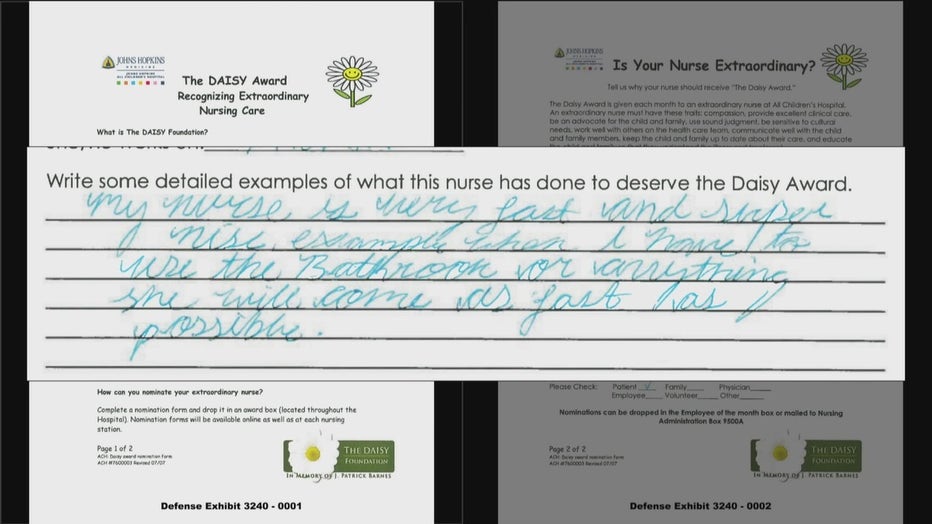 Maya nominated a nurse for a Daisy Award while she was at Johns Hopkins All Children's Hospital. 