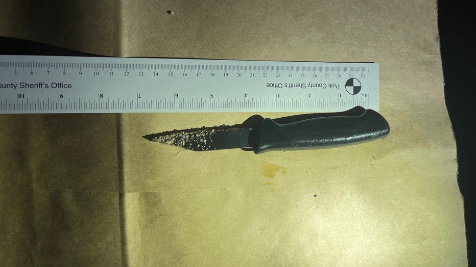 The suspect's knife. Image is courtesy of the Polk County Sheriff's Office. 