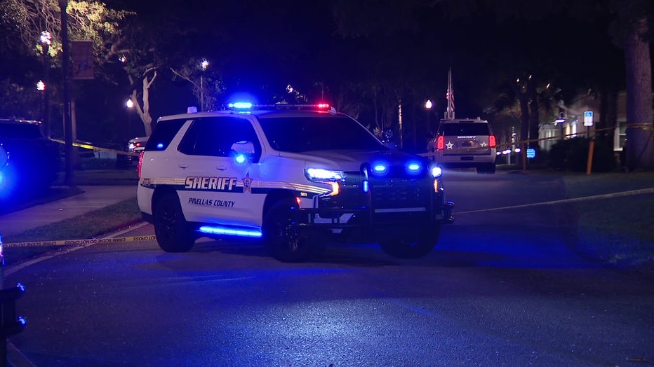 A Pinellas County Sheriff's Office deputy cruiser at shooting scene. 