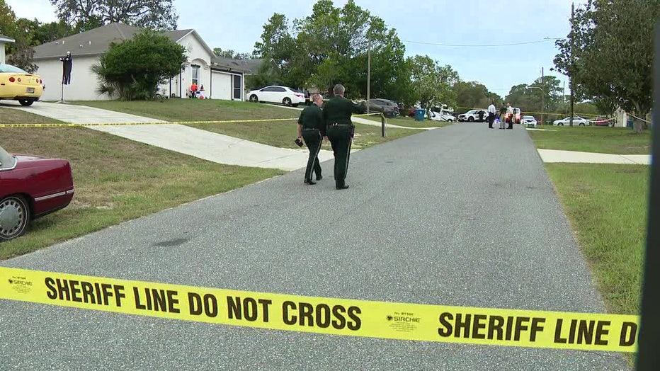 Crime scene tape outside a deadly shooting scene in Hernando County.