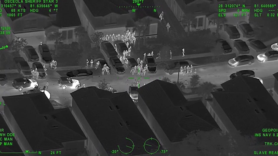 Aerial view of large party at a short-term rental courtesy of the Osceola County Sheriff's Office. 