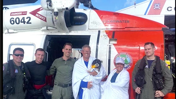 Coast Guard rescues 2 people, dog 90 miles off Hernando Beach