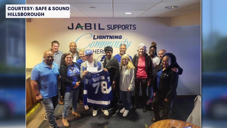 The Tampa Bay Lightning named Freddy Barton with Safe & Sound Hillsborough as a 'Community Hero'.