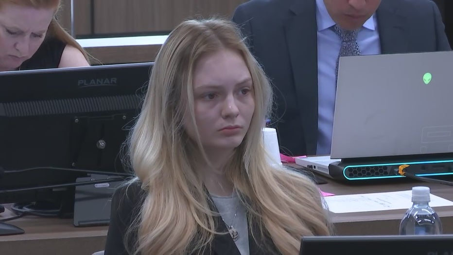 Maya Kowalski sits in a Sarasota County courtroom.