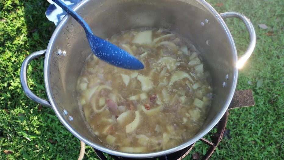 'Buddy' makes soup out of swamp cabbage. 