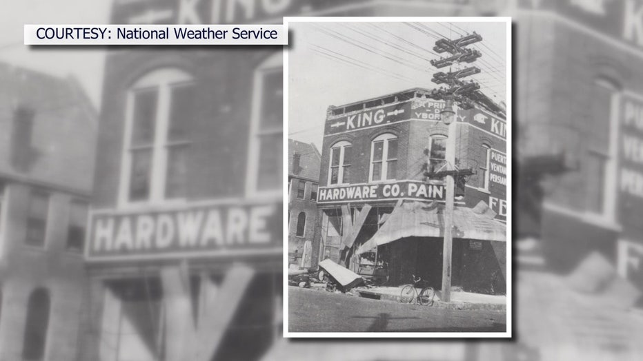 Greco's family hardware store in Ybor City following the hurricane of 1921, 