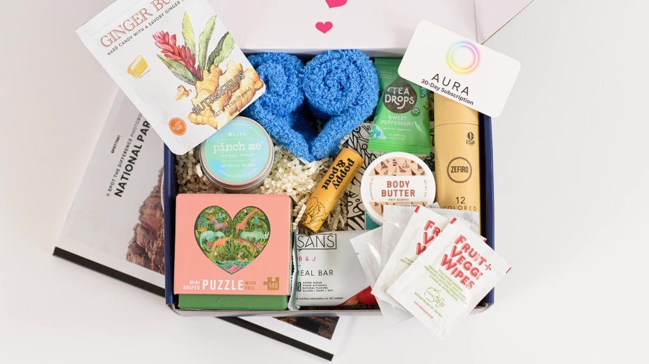 Leaping Love boxes contain products that Bernard found helpful while undergoing cancer treatment.