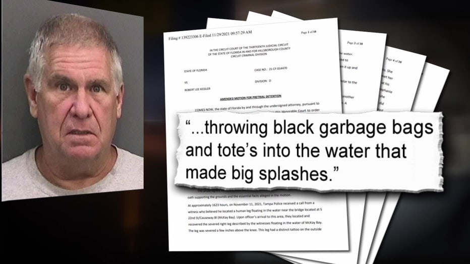 A witness reported seeing a man throwing black garbage bags into McKay Bay.