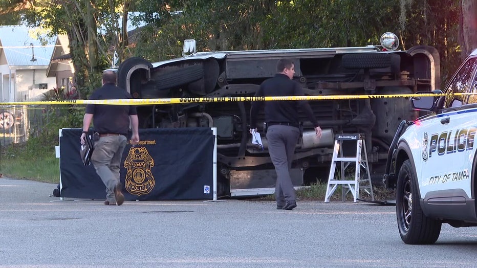 Investigators at scene of deadly hit-and-run crash.