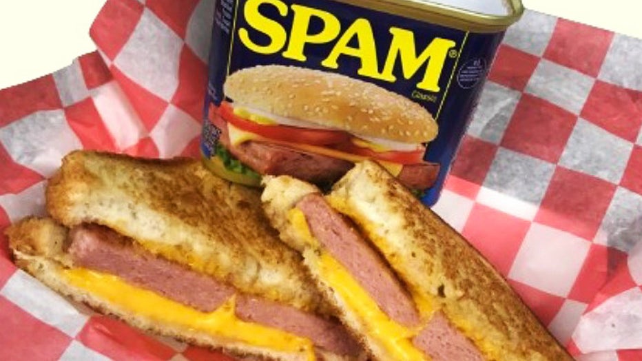 A delicious twist on the classic, featuring crispy pan-fried spam layered with gooey melted cheese between toasted bread. Courtesy: Florida State Fair. 