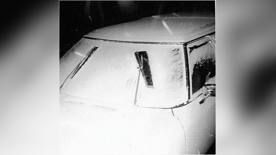 A car is covered in snow in Tampa on Jan. 19, 1977. Image is courtesy of Thomas Kaspar.