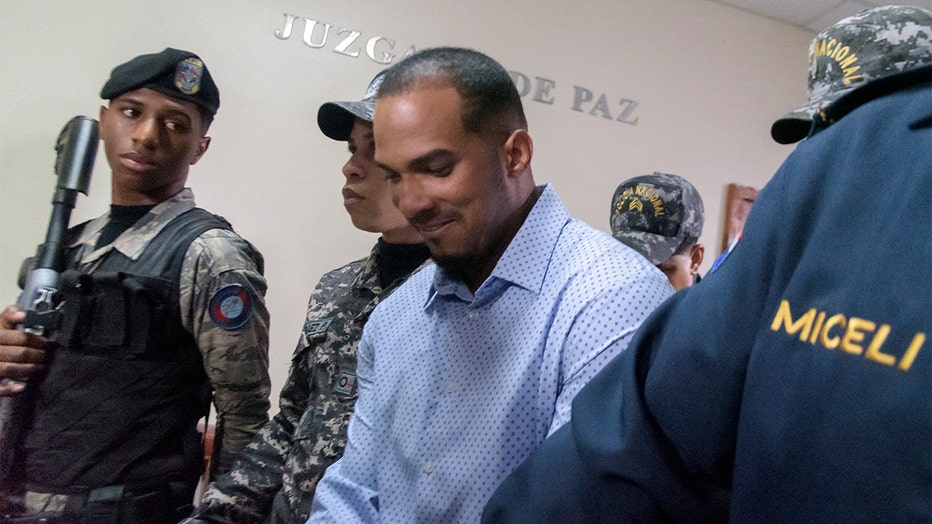 Tampa Bay Rays Dominican baseball shortstop Wander Franco, who faces an accusation of molesting an underage girl, leaves court under heavy escort in Puerto Plata, Dominican Republic, on January 5, 2024. The hearing was being held behind closed doors and Franco, 22, who is eligible for the Major League Baseball All-Star Game in the 2023 season, did not make a statement before entering. The baseball player and the mother of the 15-year-old girl were charged with "the crimes of commercial sexual exploitation and money laundering." (Photo by STRINGER / AFP) (Photo by STRINGER/AFP via Getty Images)