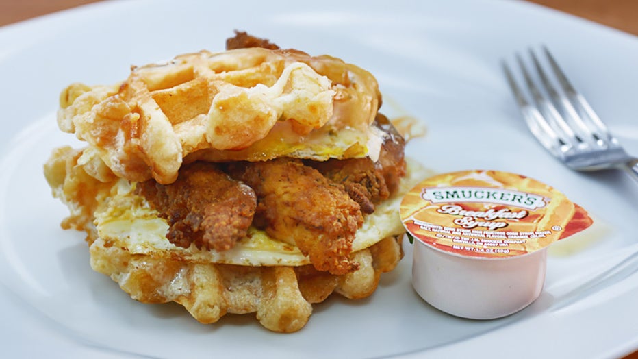 Two waffles - pepperjack cheese for that spicy kick, chicken tenders and two eggs. Courtesy: Florida State Fair. 