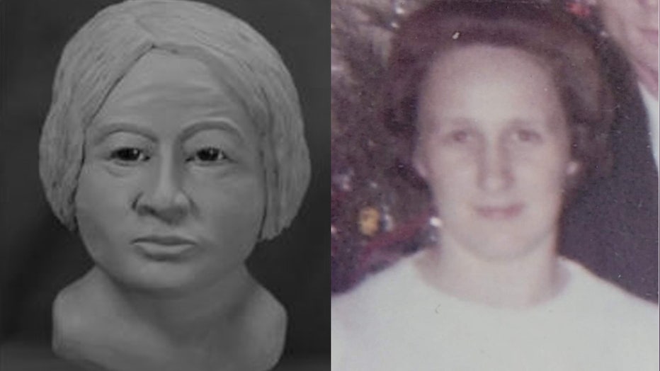 A USF clay creation of the 1972 murder victim next to an image of Shelton. Images a re courtesy of the Hernando County Sheriff's Office.