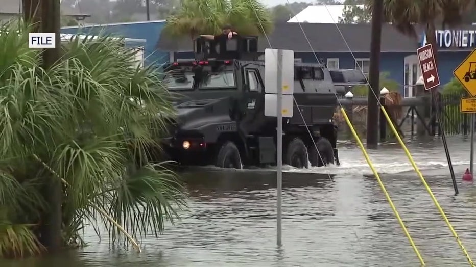 Flooded streets in Pasco County following Hurricane Idalia. 