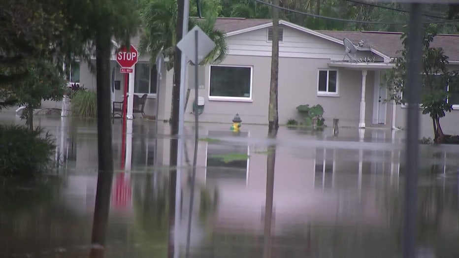 Flood waters reach a Shore Acres home. 