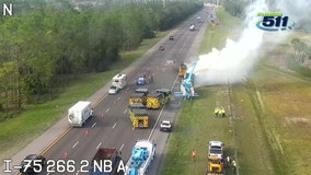 Garbage truck catches fire on I-75 in Temple Terrace: FHP
