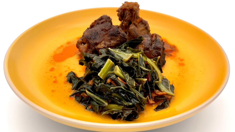 Recipe: Titus O'Neil's Curry Braised Oxtail with Collard Greens