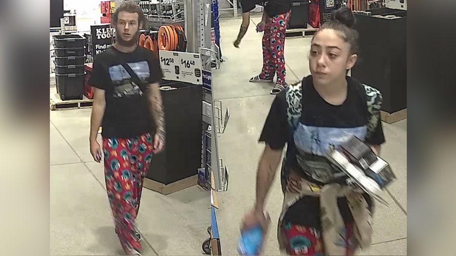 Charlie Jorge Perez and Jalina Analise are accused of robbing a Florida Lowe's while wearing Cookie Monster pajama bottoms. Image is courtesy of the Cape Coral Police Department. 