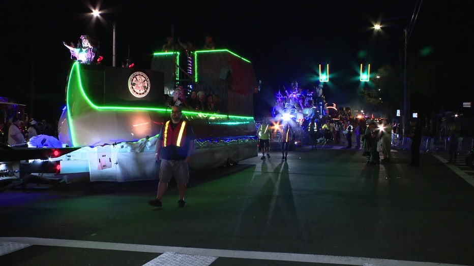 A float rolls down 7th Ave. during the Knight Parade 2024.