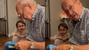 Watch this great-grandfather read the 'Baby Shark' book without knowing the song