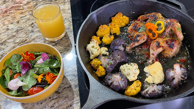 Recipe: Spatchcock Game Hen with Roasted Cauliflower