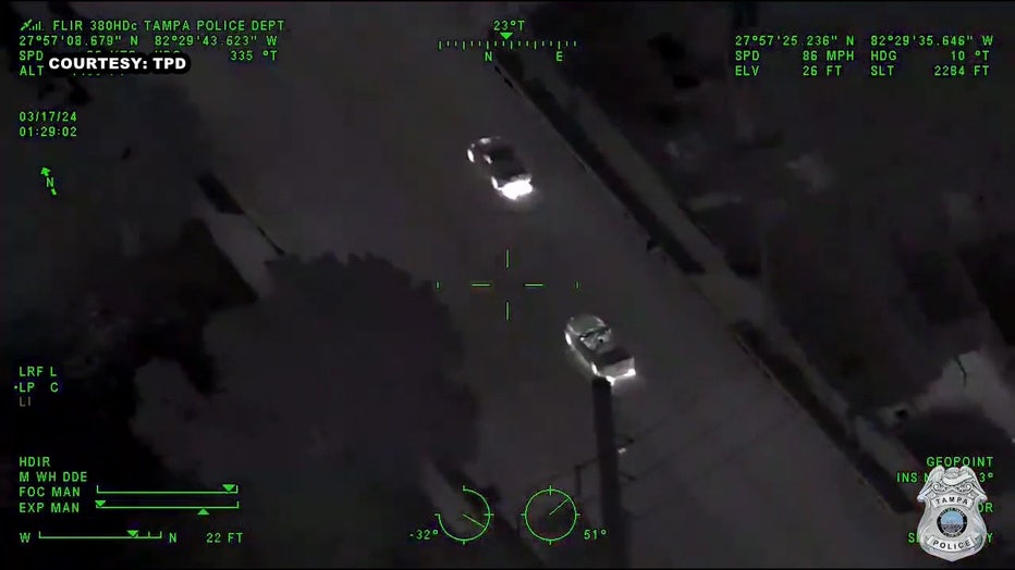 TPD's helicopter followed the cars as they sped away. 