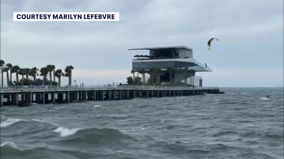 A kiteboarder near the St. Pete Pier. 