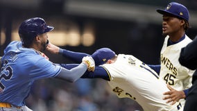 Adames powers Brewers past Tampa Bay Rays 8-2, Uribe and Siri at center of wild brawl
