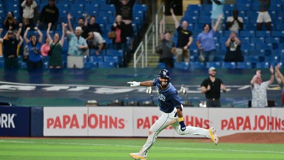 Amed Rosario's RBI infield single in the 13th inning lifts Tampa Bay Rays to 7-6 win over Angels